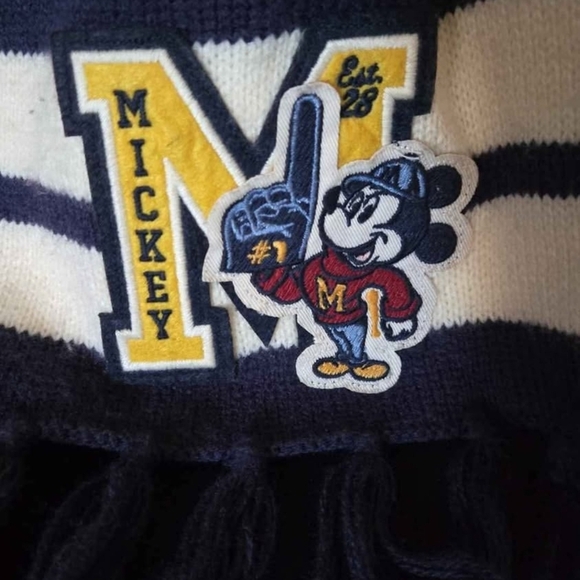 Disney Parks Mickey Mouse Navy and White Knit Scarf - Picture 2 of 4